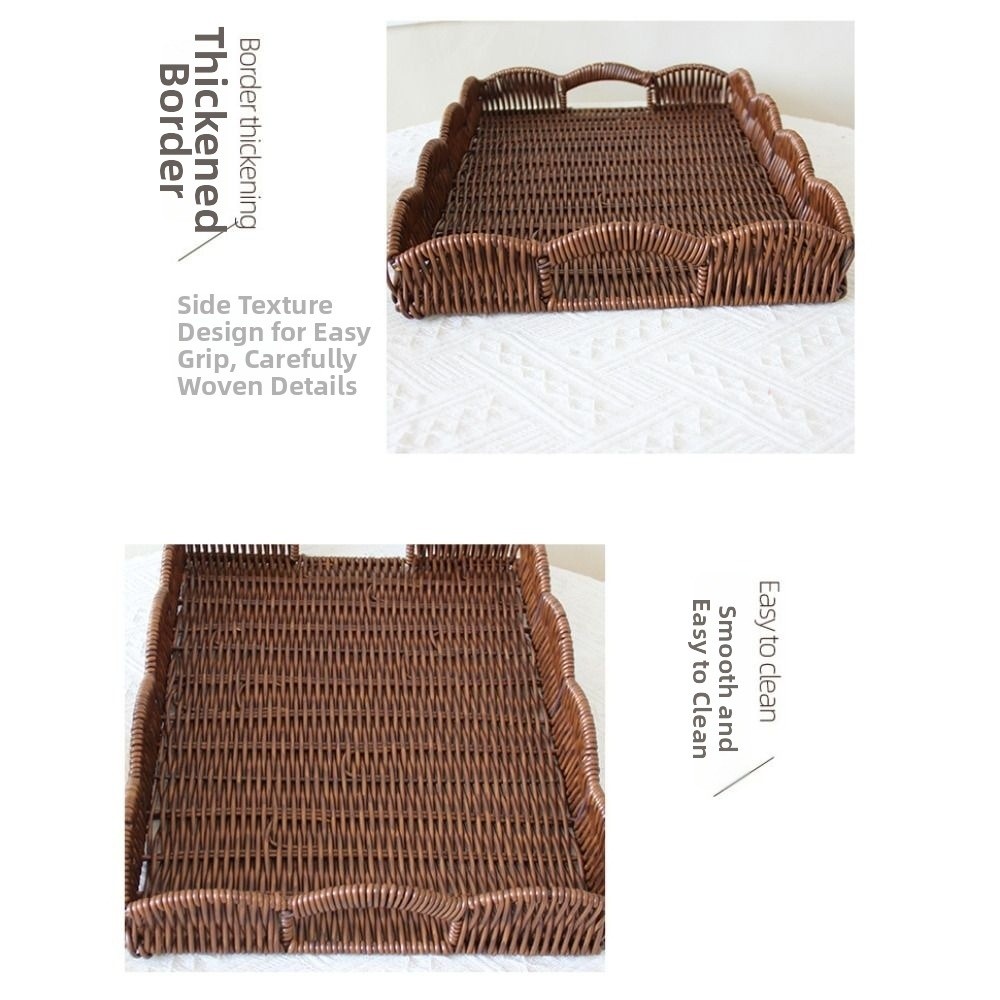 Rattan Tray Handle - Bandeja de Armazenamento em Rattan Sintético,
