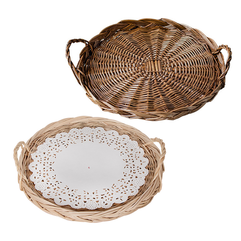 Rattan Tray Handle - Cesta de vime tecida à mão