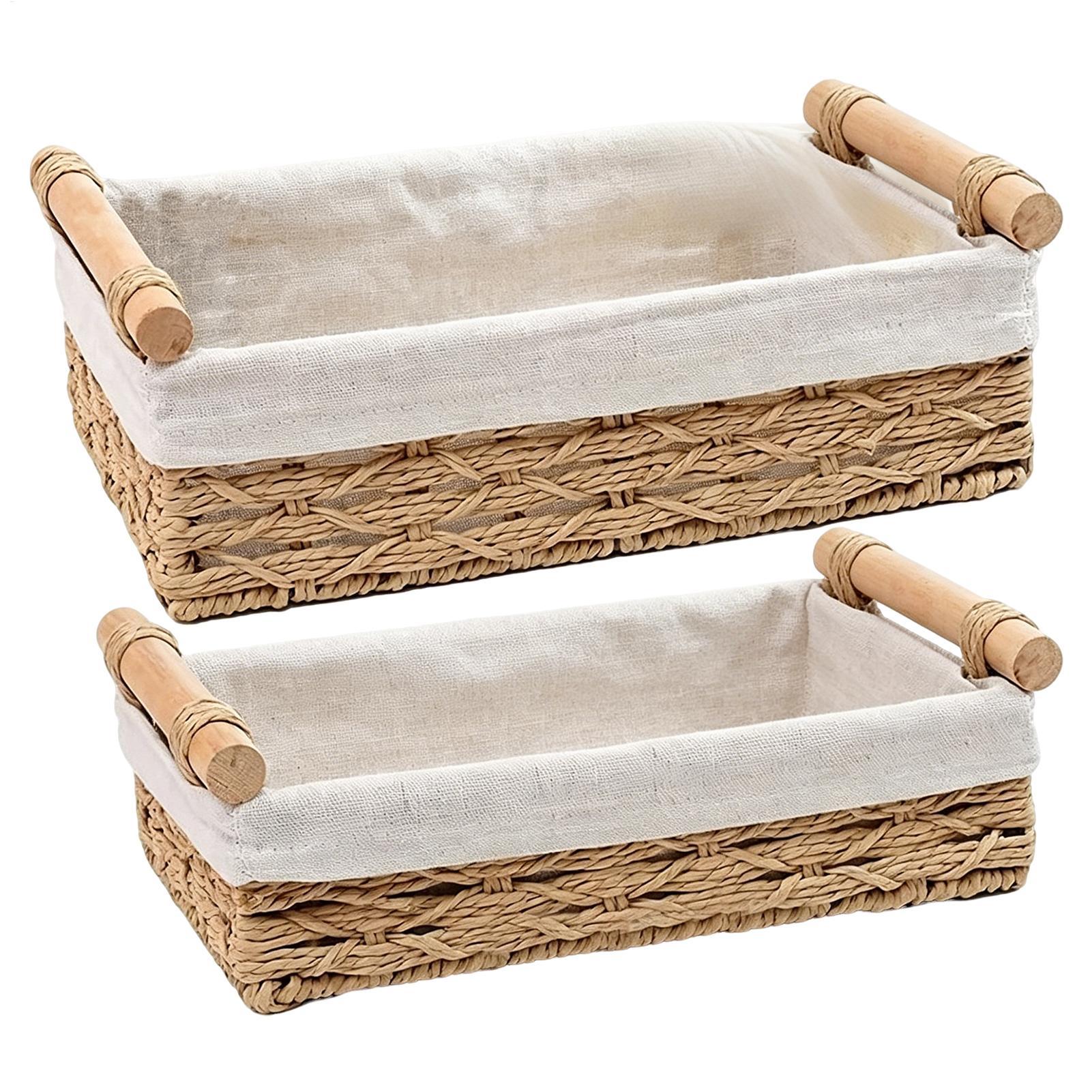 Rattan Tray Handle - Cesto Organizador com Alças e Forros,
