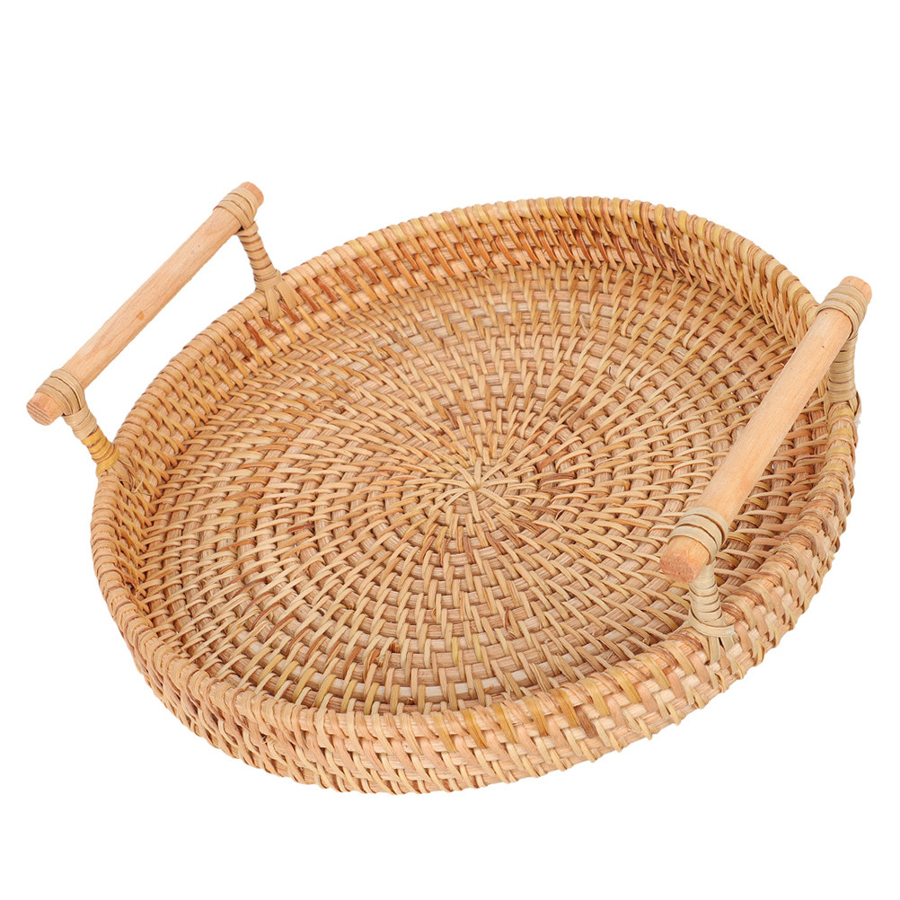 Rattan Tray Handle - Bandeja Redonda de Rattan Artesanal de
