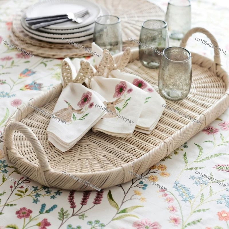 Rattan Tray Handle - Bandeja Decorativa de Rattan, Bandeja de