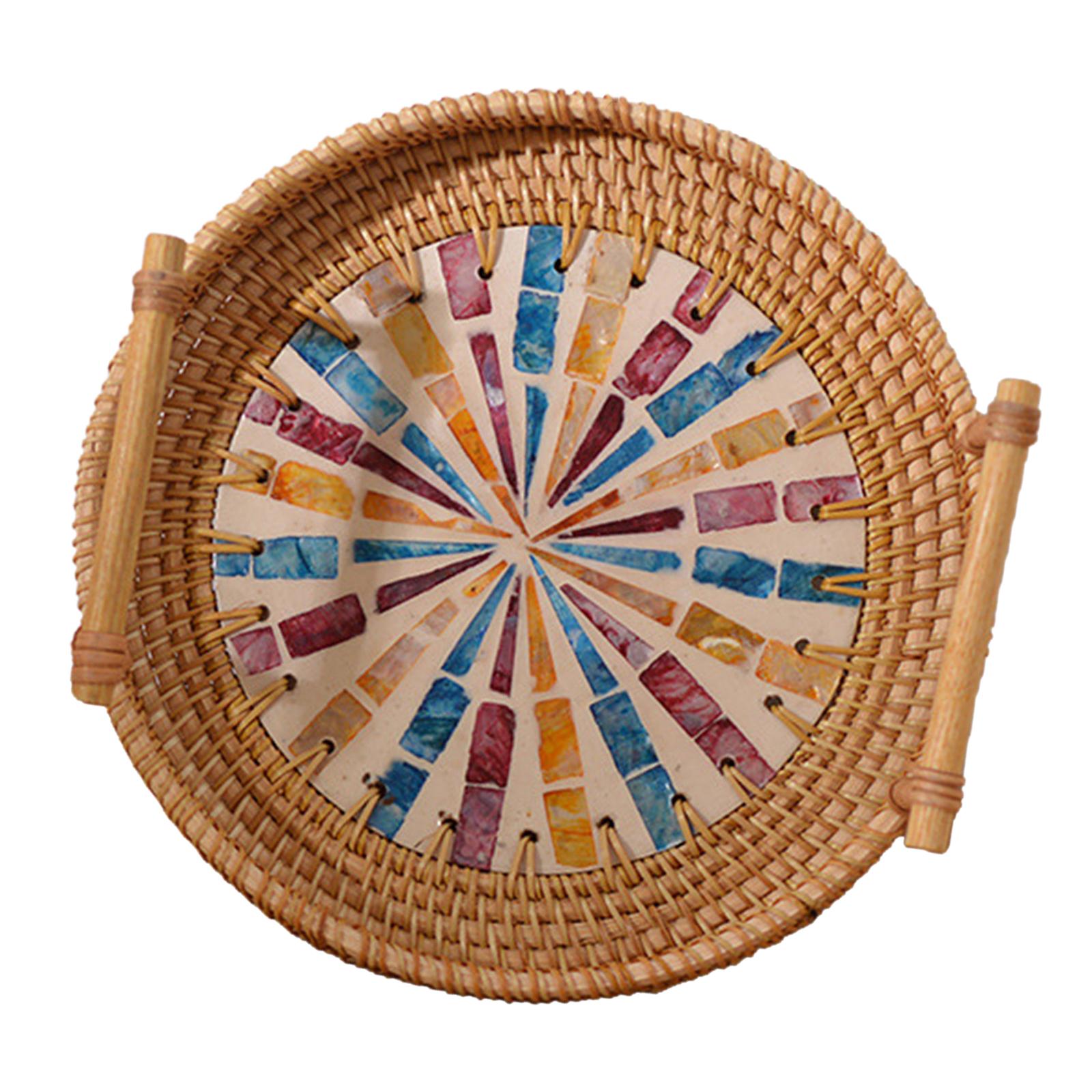 Bandeja Redonda Multifuncional - Rattan Tray Handle avaliação e preço