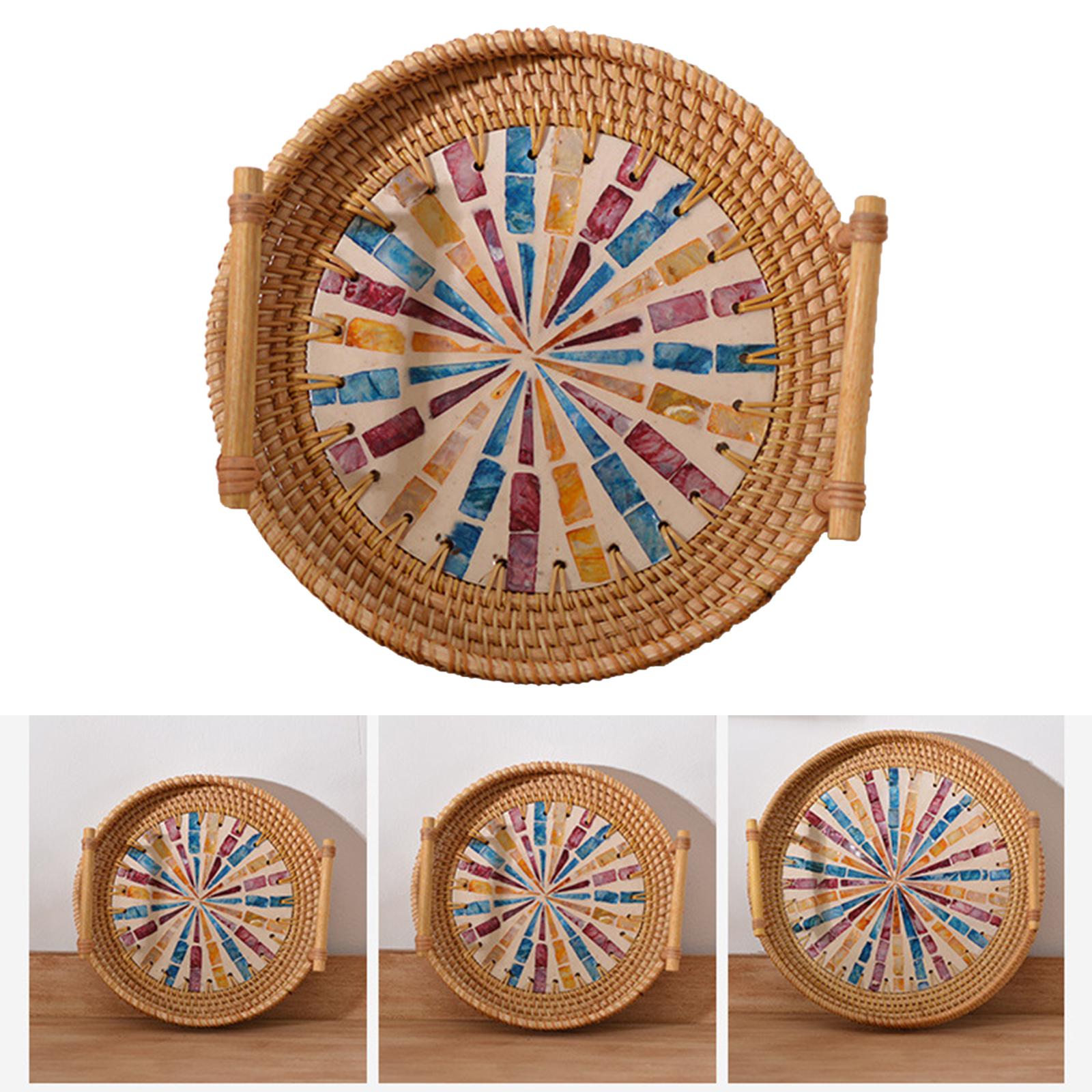 Bandeja Redonda Multifuncional - Rattan Tray Handle avaliação e preço