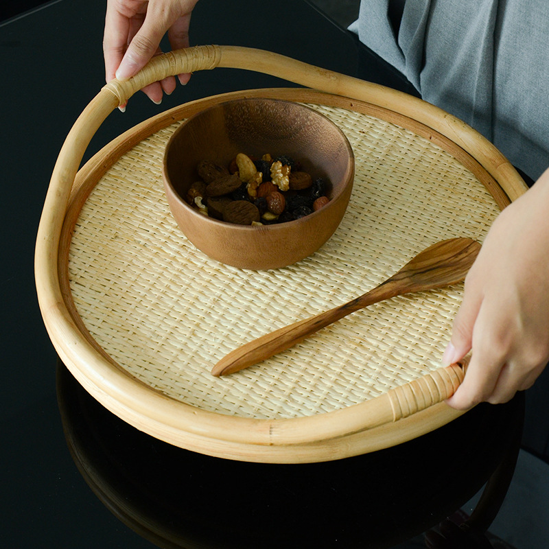 Bandeja de Rattan Natural Tran - Rattan Tray Handle avaliação e preço