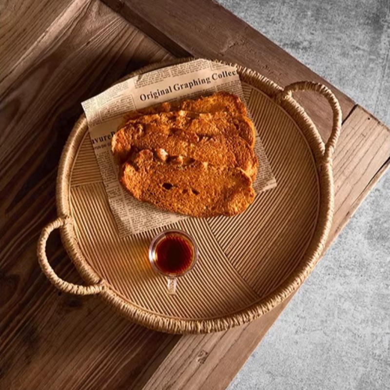Bandeja de Rattan Artesanal co - Rattan Tray Handle avaliação e preço