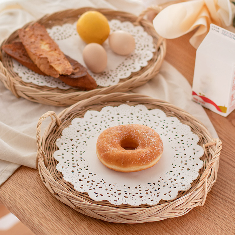 Cesta de vime tecida à mão com - Rattan Tray Handle avaliação e preço