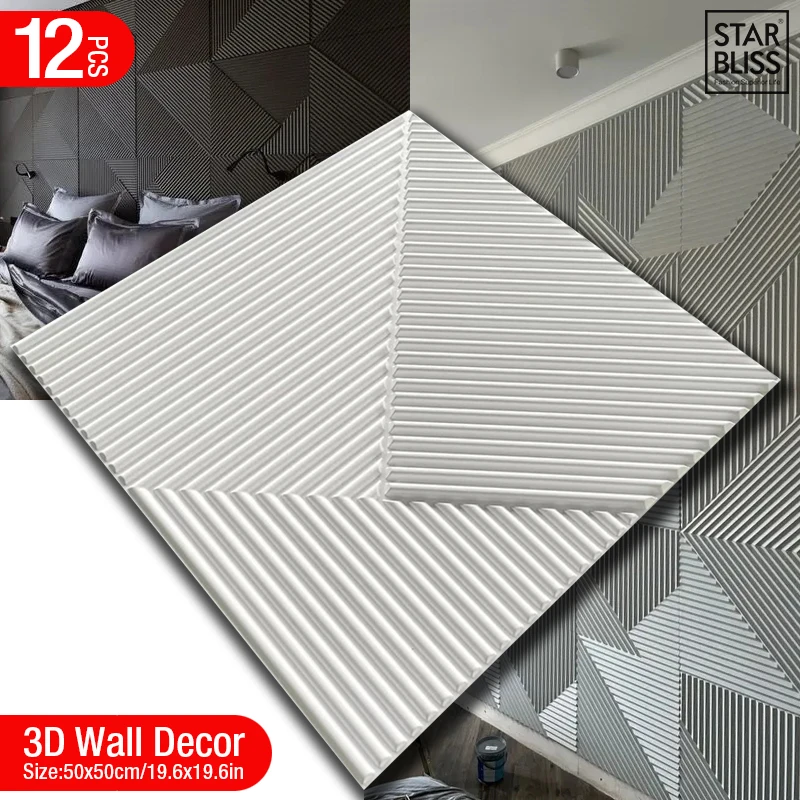 12pçs 50cm decoração de parede - Wall Panel 3D Texture avaliação e preço
