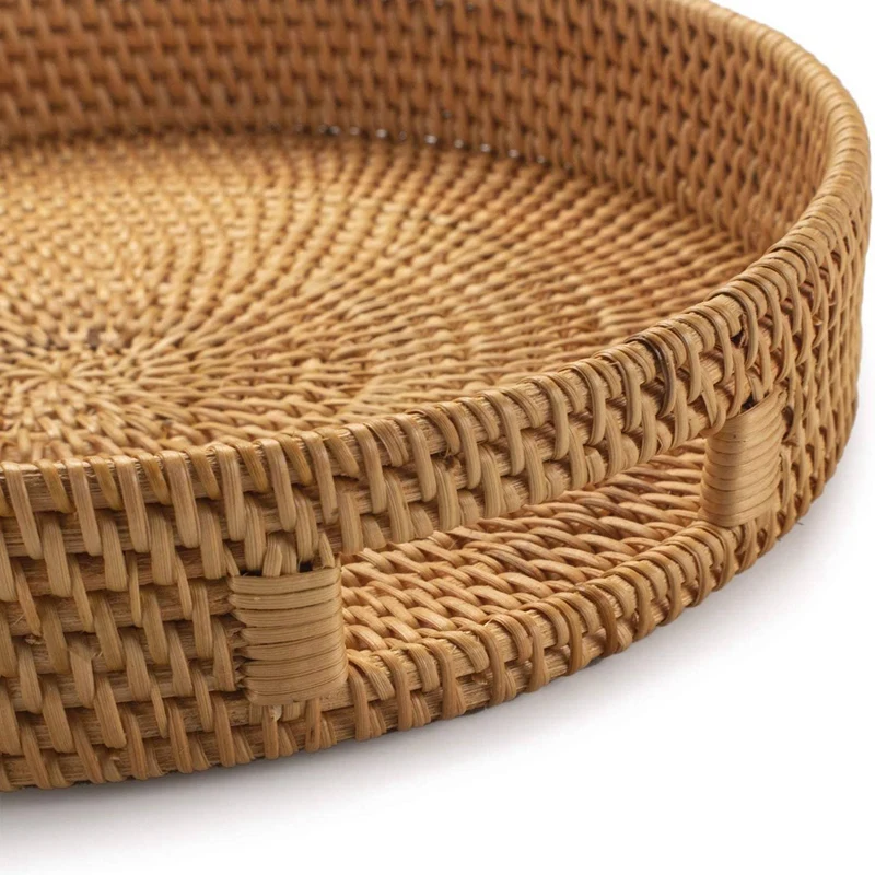 Bandeja Redonda de Rattan Deco - Rattan Tray Handle avaliação e preço