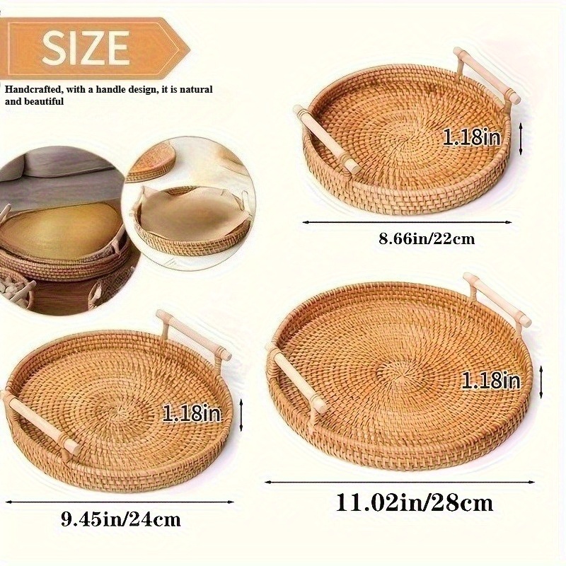 Bandeja Redonda de Rattan Feit - Rattan Tray Handle avaliação e preço